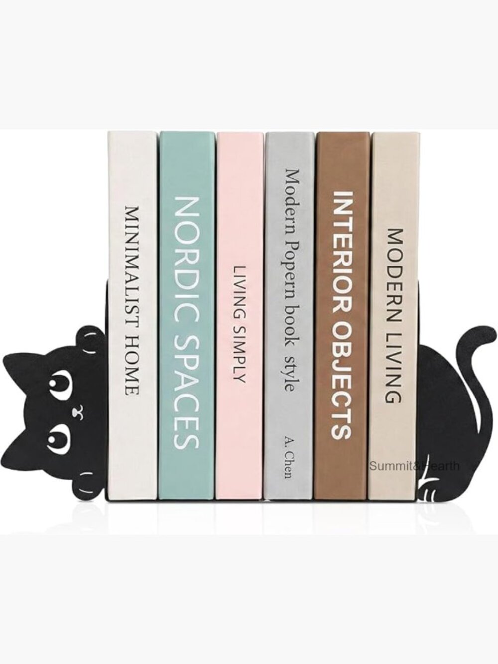 Metal Cat Bookends Set of 2, Decorative Shelf Organizer for Office Desk